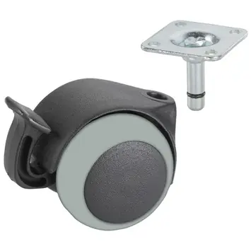 Zwenkwiel + rem TPE met plaatbevestiging 50mm tot 40kg
