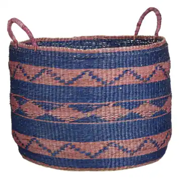 Mand rond blauw - h36xd49cm