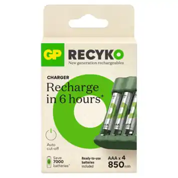 GP Batterijlader + 4x oplaadbare batterijen AA 2100mAh ReCyko + Micro USB-lader