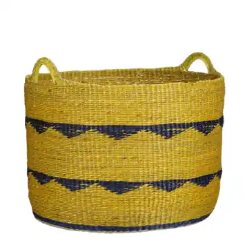 Mand rond geel - h34xd45cm