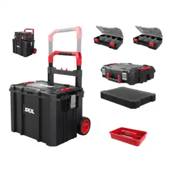 SKIL Gereedschapswagen / gereedschapstrolley met 4-in-1 grote stapelbare gereedschapskoffer set