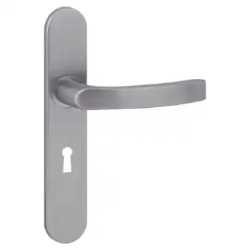 Karwei deurkruk set Lorenzo ovaal schild sleutelgat 56 mm RVS look aluminium