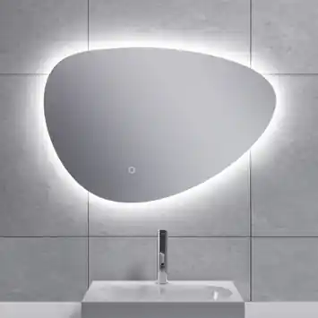 Marho Huevo organische badkamerspiegel met verlichting en verwarming dimbaar Ø 70 cm