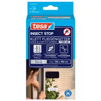 tesa Insect Stop raamhor met klittenband Comfort 130 x 150 cm antraciet