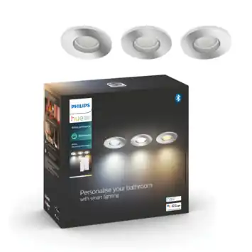Philips Hue badkamer LED inbouwset Adore 3x5W chroom/wit incl, switch en bluetooth