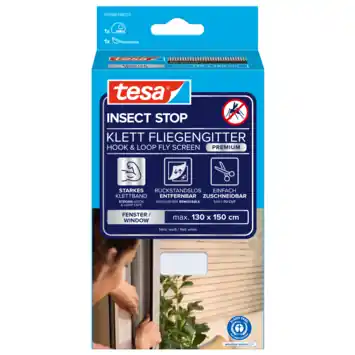 tesa Insect Stop raamhor met klittenband Comfort 130 x 150 cm wit