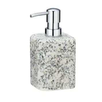 Terrazzo zeepdispenser Polyresin wit/beige/grijs 240 ml