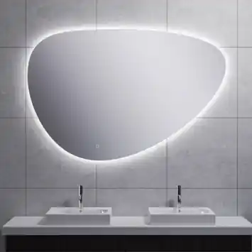 Marho Huevo organische badkamerspiegel met verlichting en verwarming dimbaar Ø 140 cm