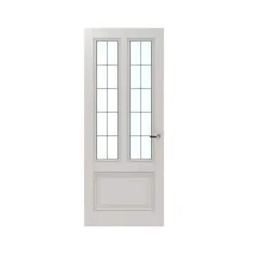 Lundia binnendeur Frama Tva 2H01 glas in lood wit gegrondverfd opdek rechts 93 x 201,5 cm