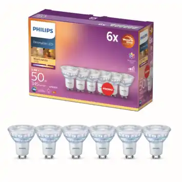 Philips LED spot GU10 50W 6 stuks warmglow dimbaar