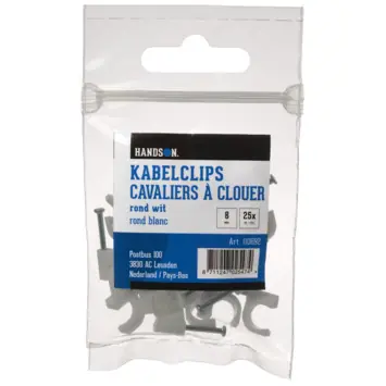 Handson Kabelclip Rond Wit 8 mm 25 Stuks