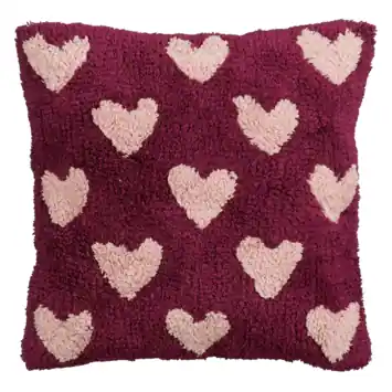 Sierkussen hart donker roze - l45xb45xh10cm
