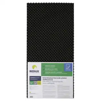 Redux geluidabsorberende plaat zelfklevend zwart 100 x 50 x 3 cm 2 stuks