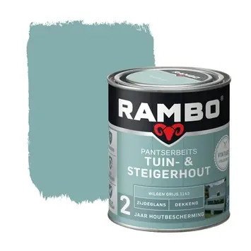 Rambo pantserbeits Vintage tuin- en steigerhout zijdeglans dekkend wilgen grijs 750 ml