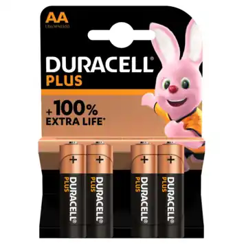 Duracell Batterij AA Alkaline Plus 4 stuks