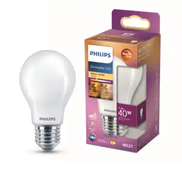 Philips LED peer E27 40W mat warmglow dimbaar