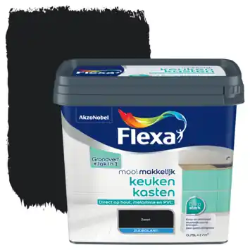 Flexa Mooi Makkelijk keukenkasten binnenlak zijdeglans zwart 750 ml