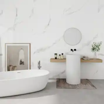 Wand/douche paneel kunststof Allora 260x90 cm wit marmer glans, dikte 5mm  2,34 m²