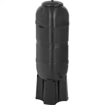 Practo Garden Classic regenton 100L zwart kunststof 32 x 95 cm inclusief kraantje, voet en vulautomaat