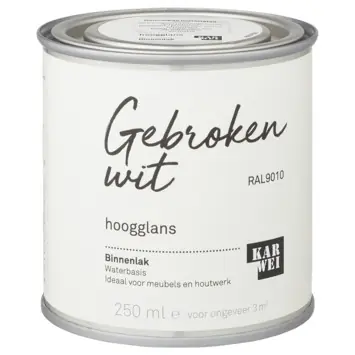 Karwei kleurtester binnenlak hoogglans gebroken wit 250 ml