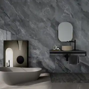 Wand/douche paneel kunststof Allora 260x90 cm grijs marmer glans, dikte 5mm 2,34 m²