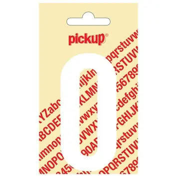 Pickup plakcijfer 0 wit mat 90 mm