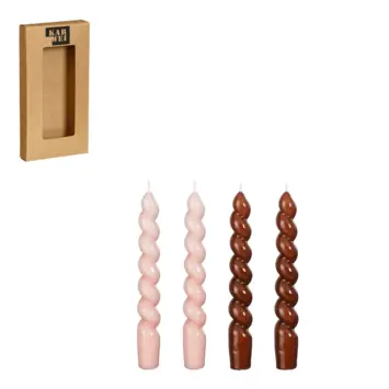 Twist dinerkaars licht roze donker bruin 4 stuks