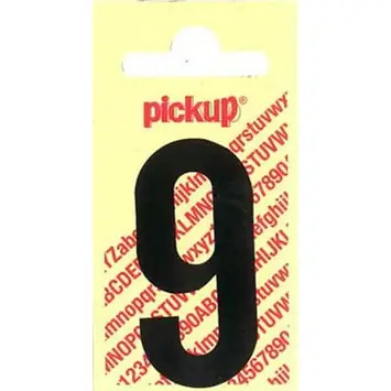 Pickup plakcijfer 9 zwart mat 90 mm