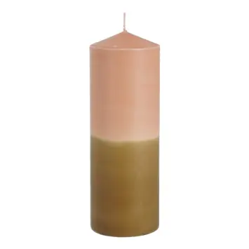 Dip-dye kaars stearine roze bruin- h20xd7cm