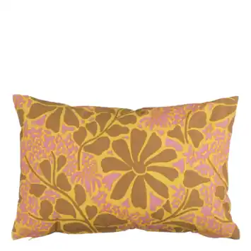 Kussen bloemen bruin - l55xb35xh10cm