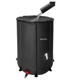 Practo Garden regenton opvouwbaar 350 L zwart kunststof 70 x 70 x 90 cm + kraantje