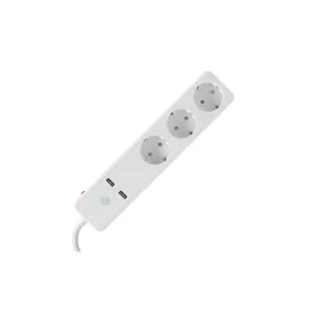 Qnect Wifi Stekkerdoos 3-voudig Wit 2X USB 1,5 M Snoer EU TYPE NL/ BE