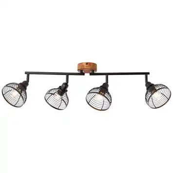 Brilliant opbouwspot Avia 4x E14 zwart/hout