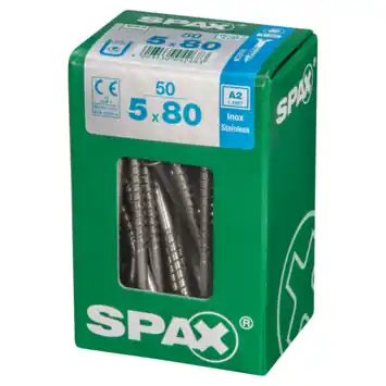Spax universele schroef verzonken kop 5 x 80 mm rvs a2 50 stuks