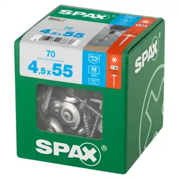 Spax plaatmetaalschroef 4,5 x 55 mm rvs a2 70 stuks