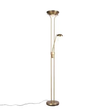 QAZQA staande LED lamp Diva 18W brons staal 180 cm inclusief leeslamp